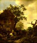 Isack van Ostade - The Outskirts of a Village, with a Horseman